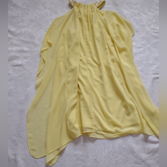 Cache Badgley Mischka chiffon halter sequins cocktail dress flowy - Picture 9 of 9